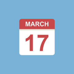 calendar - March 17 icon illustration isolated vector sign symbol