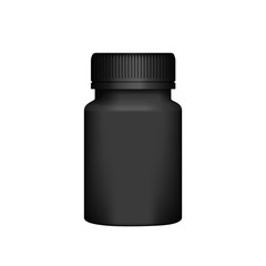 3d black plastic bottle for pills mockup