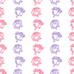 Seamless vector Pattern with elegant Roses for Valentine's Day design. Hand drawn love and romance background.