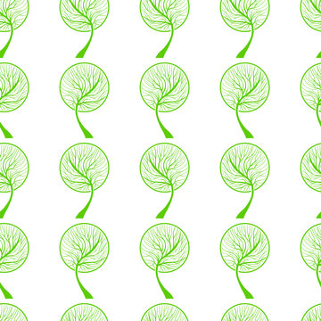 Seamless tree pattern. Hand Drawn nature and ecology theme background. EPS 8