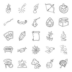  Scary Magic Doodle Vectors Pack 