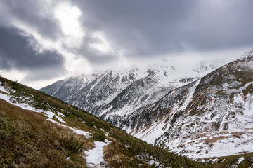 Partly snowy mountains with cloudy sky, slovakia low tatras, polana © Martin