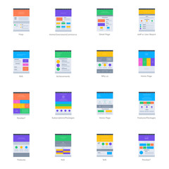  Website Wireframe Flat Icons Pack 