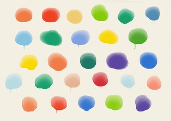 Hand drawn colorful aquarelle dots on fine textured paper. Background for text or design.