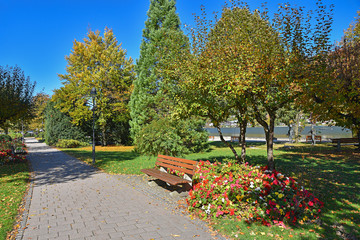 sunny spa garden Rottach-Egern, tourist destination tegernsee area, bavaria
