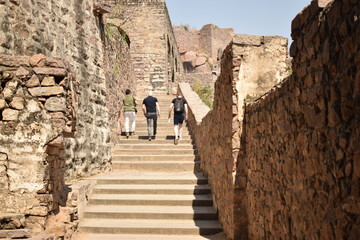 The Stone block Steps walk path in the Fort stock photograph image