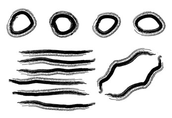 Grunge banner set. Black strokes of the grunge brush.Vector illustration.