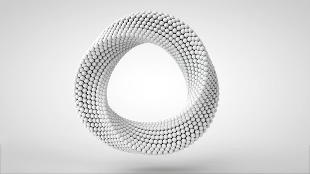 3d render Abstract ring rotating. Moebius ring. White clean rings animation. Motion design. Smooth hypnotic pattern. Seamless loop.