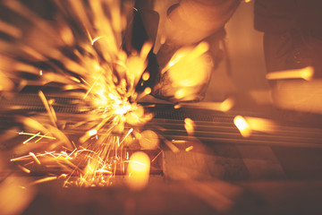 Bright sparks from electric welding