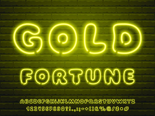 yellow neon funny style font set