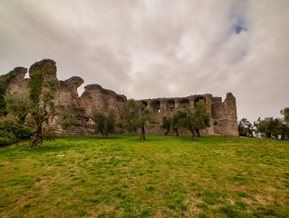 Fototapeta na wymiar Roman ruins - Grottoes of Catullus near Lake Garda - Sirmione, Italy