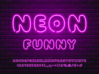 pink neon realistic font set. shining tube, lamp, signboard