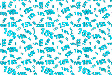 Seamless pattern of abstract 15 percent discount for marketing or retail. 3d illustration. Paper print or fabrice textile texture