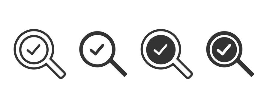 Verified icons in four different versions in a flat design