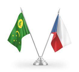 Czech and Cocos Keeling Islands table flags isolated on white 3D rendering