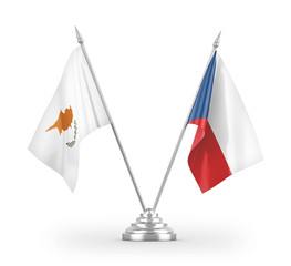 Czech and Cyprus table flags isolated on white 3D rendering