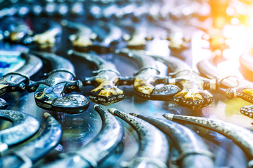 Decorative handmade souvenir blades and knives at souvenir market