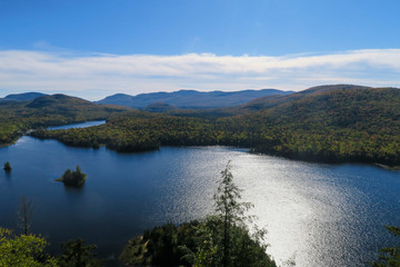 Beautiful  view of the Monroe lake in the Mont-Tremblant national park, Canada