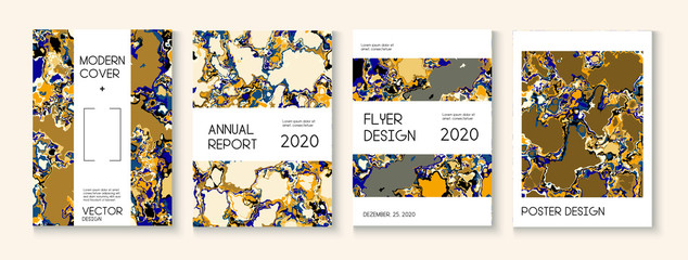 Fluid Paint, Clay Texture Vector Cover Layout. Trendy Magazine, Music Poster Template. Modern Earth Day Ecology Poster