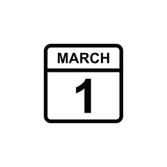 calendar - March 1 icon illustration isolated vector sign symbol