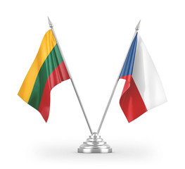 Czech and Lithuania table flags isolated on white 3D rendering