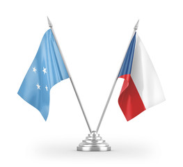 Czech and Micronesia table flags isolated on white 3D rendering