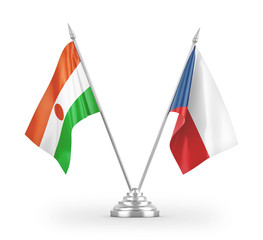 Czech and Niger table flags isolated on white 3D rendering