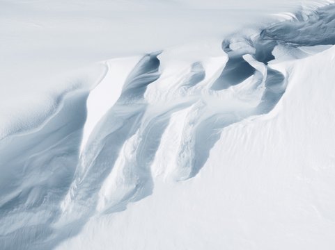 crevasse in snowy landscape 