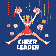 Beautiful Dancing Cheerleader In Action Vector Illustration