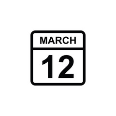 Fototapeta premium calendar - March 12 icon illustration isolated vector sign symbol