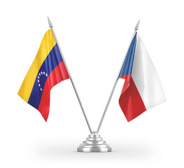 Czech and Venezuela table flags isolated on white 3D rendering