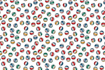 Seamless pattern from baby balls in chaotic order. 3d illustration. Paper print or fabric textile texture. 