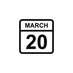 calendar - March 20 icon illustration isolated vector sign symbol