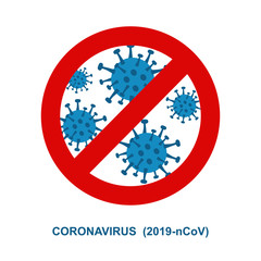 Wuhan novel respiratory coronavirus  2019-nCoV and red stop Cov  sign.