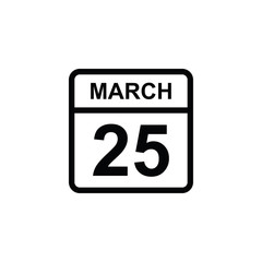 calendar - March 25 icon illustration isolated vector sign symbol