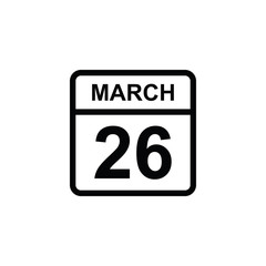 calendar - March 26 icon illustration isolated vector sign symbol
