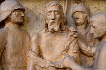 Pápa, Hungary. 2020/2/13. Jesus is stripped of His clothes. Station of the Cross. Church of Saint Stephen in Pápa, Hungary.