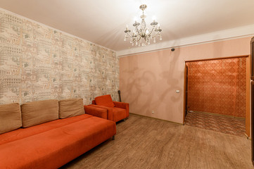 Russia, Moscow- November 04, 2019: interior room apartment modern bright cozy atmosphere. general cleaning, home decoration, preparation of house for sale