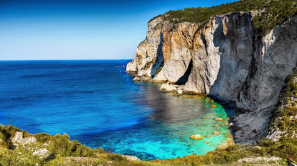 Greece Paxos Island Hidden Cove Beach Scenic Sea Coast Cliffs 