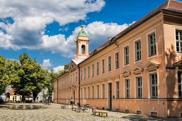 neuruppin, deutschland - altes gymnasium am marktplatz