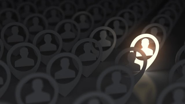 Social media network, searching for professional stuff, head hunter job, employment concept. 3d animation