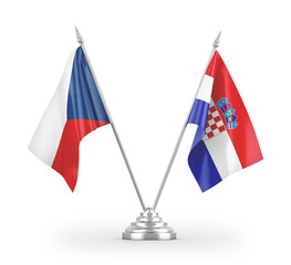 Croatia and Czech Republic table flags isolated on white 3D rendering