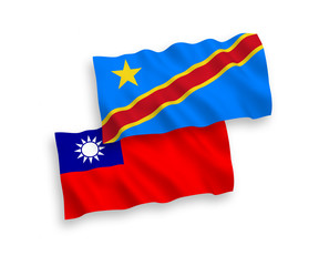 Flags of Democratic Republic of the Congo and Taiwan on a white background