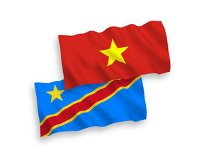 Flags of Democratic Republic of the Congo and Vietnam on a white background