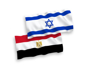 Flags of Egypt and Israel on a white background