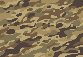 Vector illustration of a military camouflage background template in brown colors