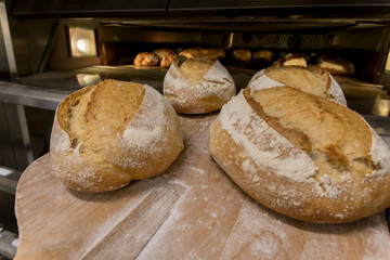 bread loafs just taken out of the oven