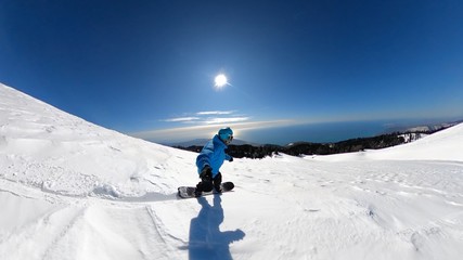 snowboarder in mountains