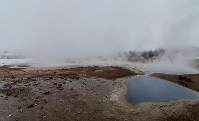 Geysirs and boiling water - Iceland during winter