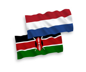Flags of Kenya and Netherlands on a white background